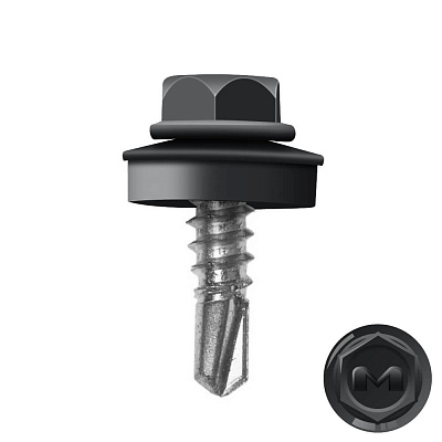 Саморез кровельный DAXMER по металлу RAL9005 Черный 5,5*19мм