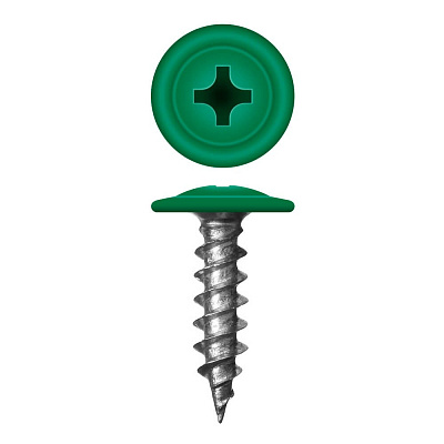 Caморез ПШ по дереву 4,2х16 RAL6029 Зеленая мята прессшайба острый