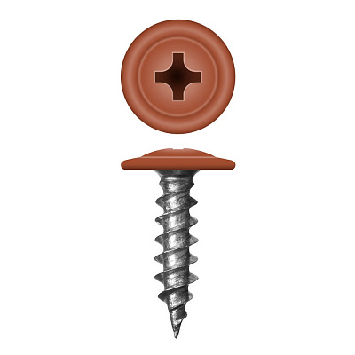 Caморез ПШ по дереву 4,2х16 RAL8004 Терракотовый прессшайба острый