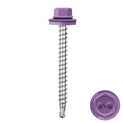 Саморез кровельный DAXMER по дереву RAL4005 Сиреневый 4,8*50мм