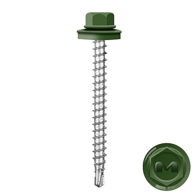 Саморез кровельный DAXMER по дереву RAL6002 Зеленый лист 4,8*50мм