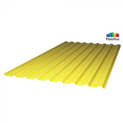 Монолитный профилированный поликарбонат ПЛАСТИЛЮКС-МП-20(У) 1,15*2 м, Жёлтый