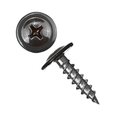 Caморез ПШ по дереву 4,2х16 RAL 8019 Темный Шоколад прессшайба острый