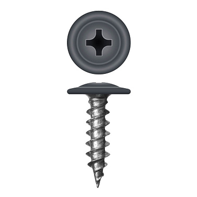 Caморез ПШ по дереву 4,2х16 RAL7024 Серый Графит прессшайба острый