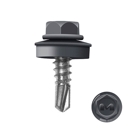 Саморез кровельный DAXMER по металлу RAL7024 Серый Графит 5,5*19мм