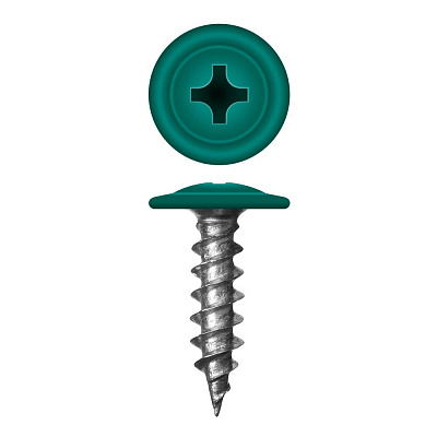 Caморез ПШ по дереву 4,2х19 RAL6026 Опал прессшайба острый