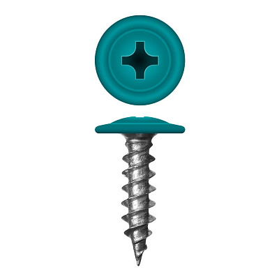 Caморез ПШ по дереву 4,2х16 RAL5021 Морская волна прессшайба острый