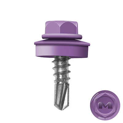 Саморез кровельный DAXMER по металлу RAL4005 Сиреневый 5,5*19мм