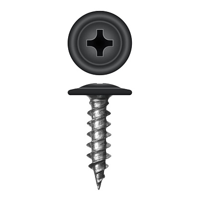 Caморез ПШ по дереву 4,2х16мм RAL9004 Черный прессшайба острый