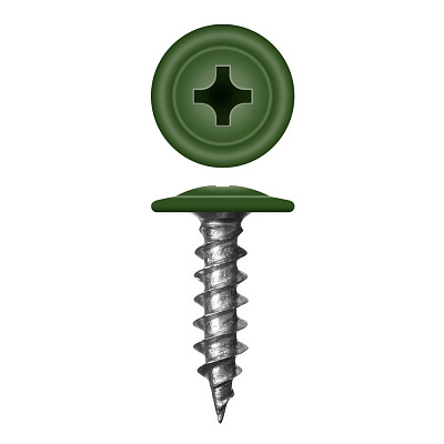 Caморез ПШ по дереву 4,2х16 RAL6002 Зеленый лист прессшайба острый