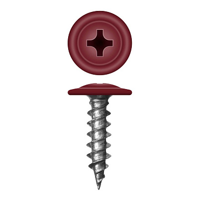 Caморез ПШ по дереву 4,2х19 RAL3005 Красное вино прессшайба острый
