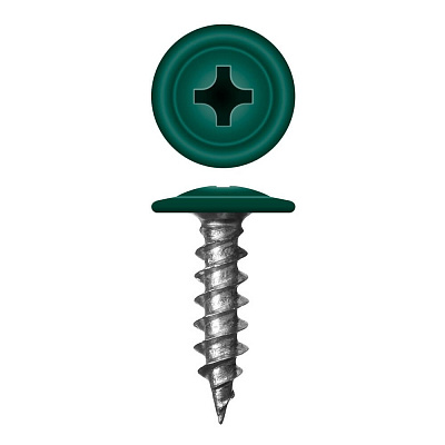 Caморез ПШ по дереву 4,2х16 RAL6005 Зеленый мох прессшайба острый