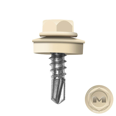 Саморез кровельный DAXMER по металлу RAL1015 Слоновая кость 5,5*19мм