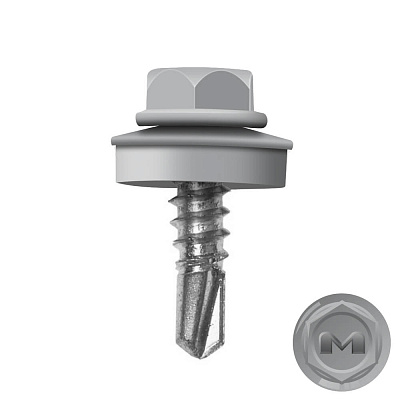 Саморез кровельный DAXMER по металлу RAL7004 Серый 5,5*19мм