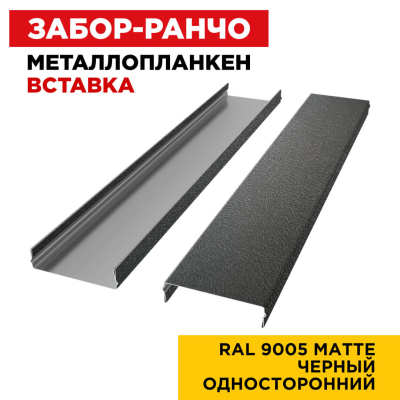 Металлопланкен ВСТАВКА 80*20мм RAL9005 МАТТЕ Черный