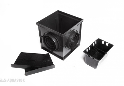 Дождеприемник пластиковый 300х300 ( В СБОРЕ) без решетки (черный) арт.4330V