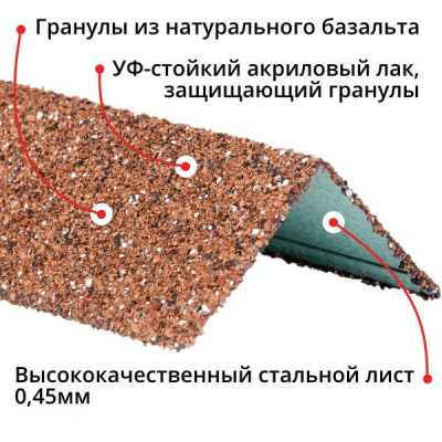 Уголок внешний металлический  HAUBERK (Красный) 50*50*1250 мм